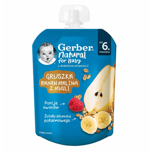 GERBER Natural Mus gruszka. banan. malina z musli. 80g