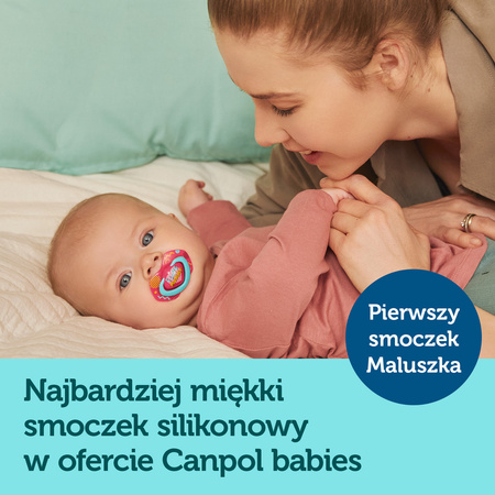 CANPOL smoczek silikon 6-18m symetryczny NEON LOVE 2szt