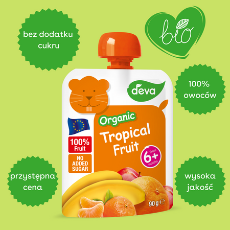 DEVA Organic Mus owocowy owoce tropikalne 90g