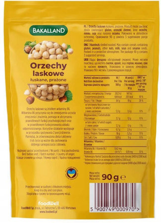 BAKALLAND Orzechy laskowe blanszowane, 90g