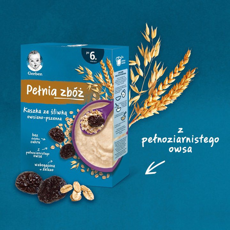 GERBER PEŁNIA ZBÓŻ Kaszka ze śliwką 200g x 4 sztuki