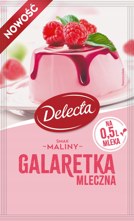 Galaretka mleczna smak maliny 60g lekka pianka deser aksamit Delecta