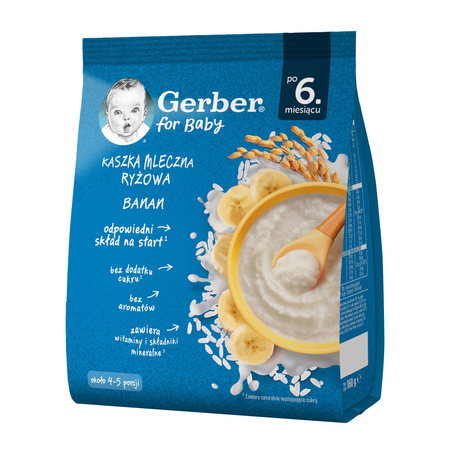 GERBER Kaszka Mleczna Ryżowa Banan dla niemowląt po 6. miesiącu 160g