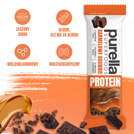 Baton Proteinowy Protein Bar Karmelowe Brownie 11g białka Purella 45g