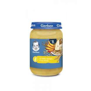 GERBER Gruszki, mango i trzy zboża 190g