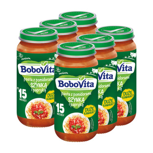 BOBOVITA Pasta z pomidorami szynką i papryką, 6x250g