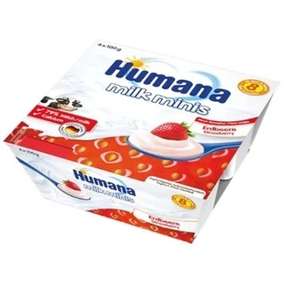 HUMANA Deserek mleczny, truskawkowy 4x100g