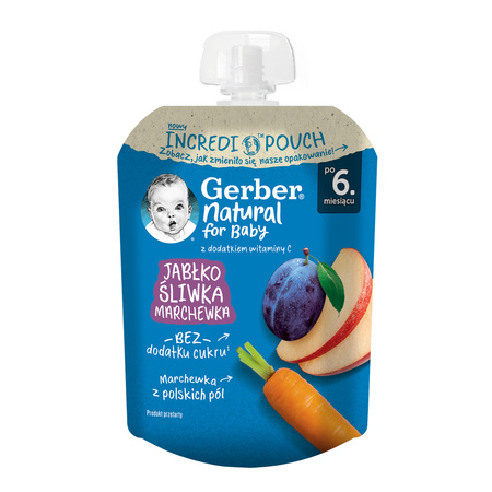 GERBER Natural Mus jabłko. śliwka. marchewka. 4x 80g