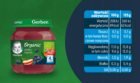 GERBER Organic jabłko-jagoda 125g