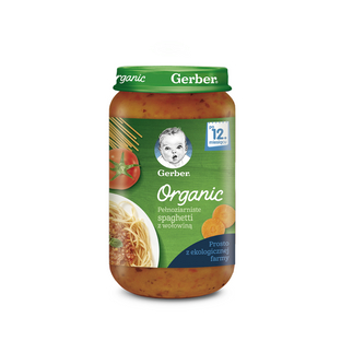 GERBER Organic pełnoziarn spaghetti z wołow 250 g