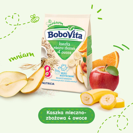 BoboVita Kaszka mleczno-zbożowa 4 owoce po 8 miesiącu 230 g