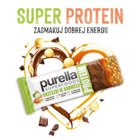 Baton Proteinowy Protein Bar Orzeszki w Karmelu 11g białka Purella 45g