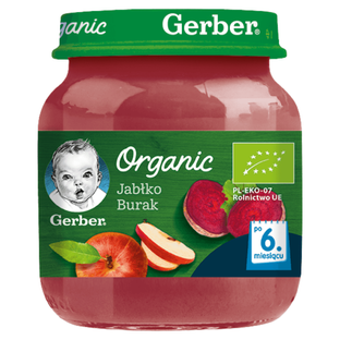 GERBER ORGANIC Deserek Jabłko burak dla niemowląt po 6. miesiącu 125g