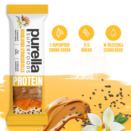 Baton Proteinowy Protein Bar Waniliowa Stracciatella 11g białka Purella 45g