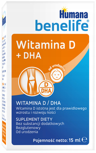 Witamina D+DHA Humana benelife od urodzenia 0M+ 15 ml