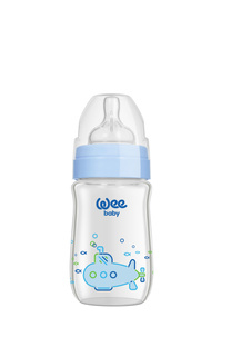 WEE BABY Butelka żaroodporna z szeroką szyjką 180ml 0m+ niebieska