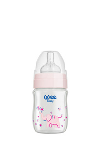 WEE BABY Butelka żaroodporna z szeroką szyjką 120ml 0m+ róż