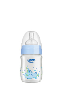 WEE BABY Butelka żaroodporna z szeroką szyjką 120ml 0m+ niebieska