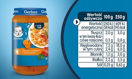 GERBER Risotto z indykiem i warzywami 250g x 6 sztuk