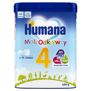 HUMANA 4 Mali Odkrywcy mleko modyf. po 24m 650g