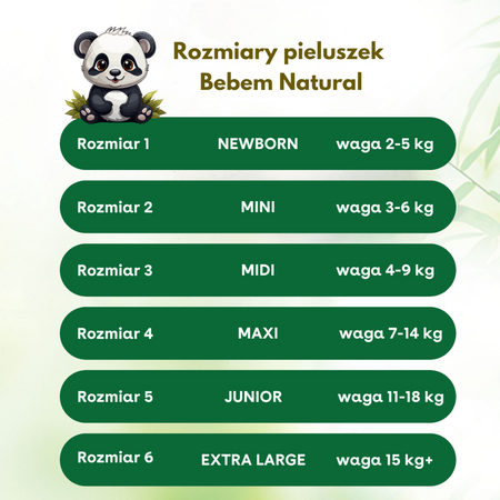 Pieluszki bambusowe pampersy Junior XL 6  (+15kg) 32szt. Big Pack BEBEM Natural