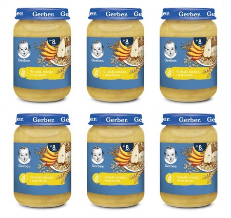 GERBER Gruszki. mango i trzy zboża x 6 sztuk