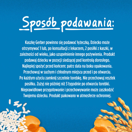 GERBER Kaszka Bezmleczna Ryżowa Morela dla niemowląt po 6. miesiącu 160g