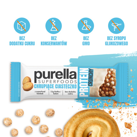 Baton Proteinowy Protein Bar Chrupiące Ciasteczko 11g białka Purella 45g