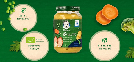 GERBER Organic Bukiet jarzyn z cielęciną. 190g