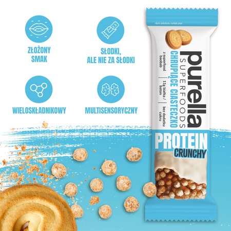 Baton Proteinowy Protein Bar Chrupiące Ciasteczko 11g białka Purella 45g