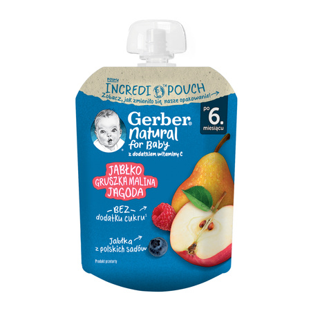 GERBER Natural Mus jabłko. gruszka. malina. jagoda. 4x 80g