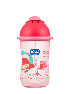 WEE BABY Kubek ze słomką 380ml różowy