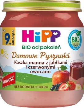 HiPP BIO Domowe Pyszności Kaszka manna z jabłkami i czerwonymi owocami 200g