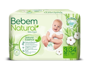 BEBEM Pieluszki bambusowe MIDI 3 (4-9kg) 34 szt.