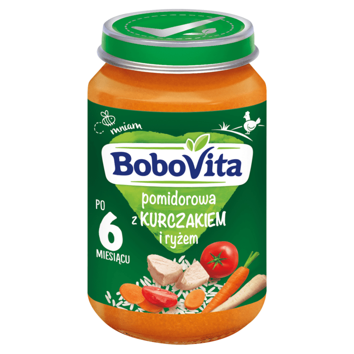 BoboVita Zupka Pomidorowa z kurczakiem i ryżem po 6 miesiącu 190 g