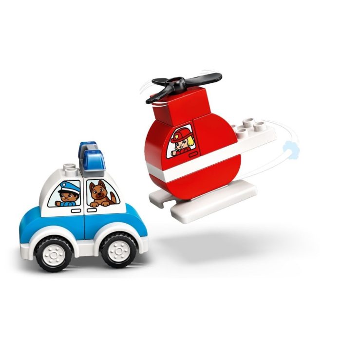 Lego duplo helikopter strażacki i radiowóz
