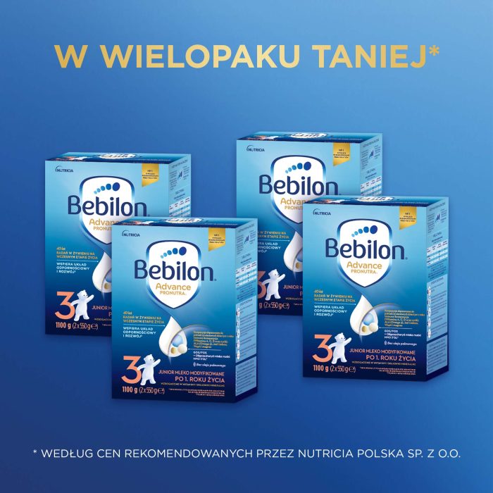 Bebilon 3 pronutra-advance mleko modyfikowane po 1. Roku życia 1100 g (2x550g) x 4 sztuki