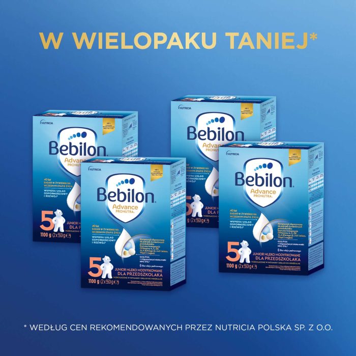 Bebilon 5 pronutra-advance mleko modyfikowane dla przedszkolaka 1100 g (2x550g) x 4 sztuki