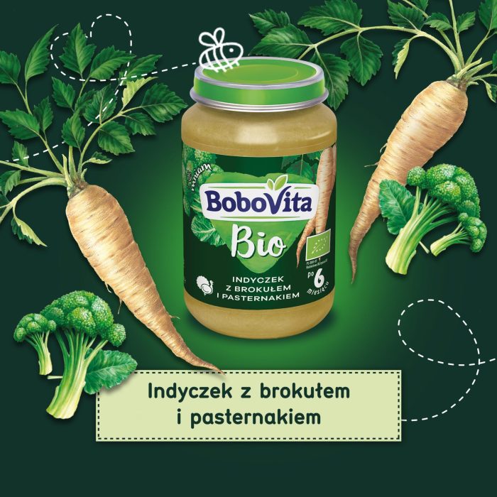 Bobovita bio obiadek indyczek z brokułem i pasternakiem po 6 miesiącu 6x190 g