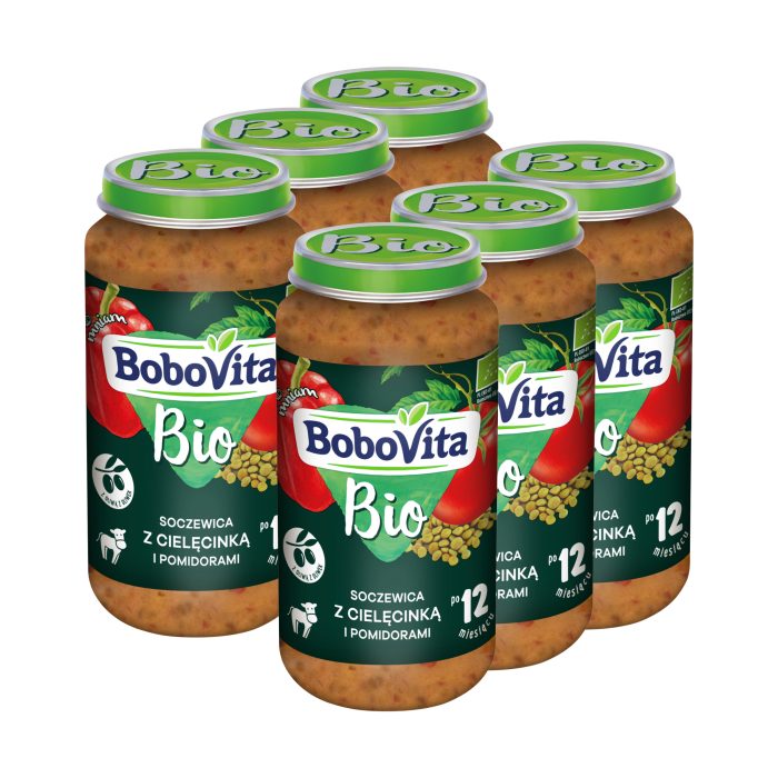 BoboVita Bio Soczewica z cielęcinką i pomidorami ро ро 12 miesiącu 6x250 g