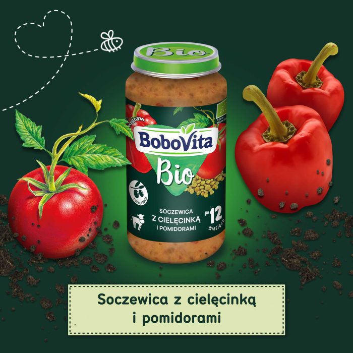 Bobovita bio soczewica z cielęcinką i pomidorami ро ро 12 miesiącu 6x250 g