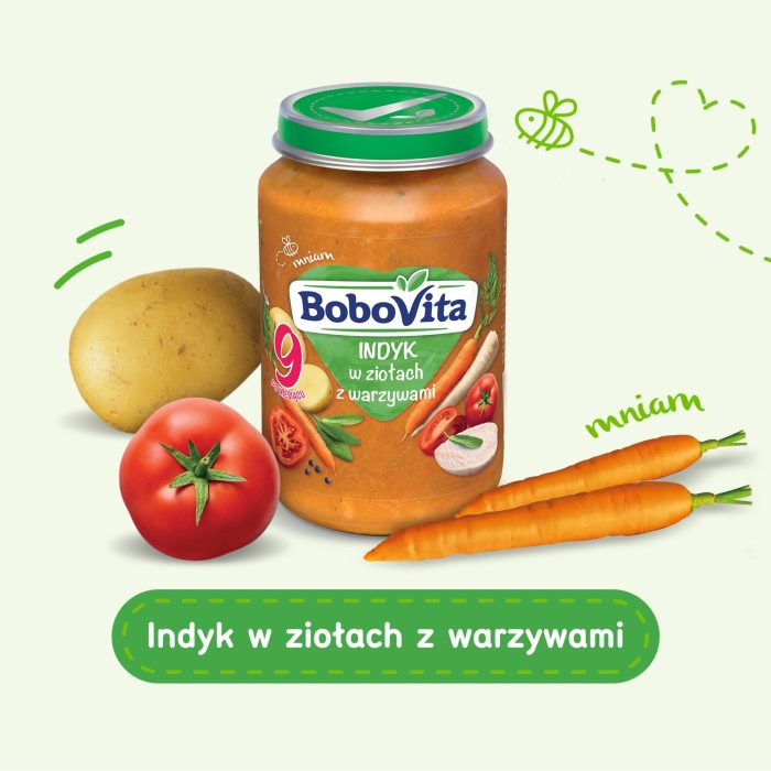 Bobovita obiadek indyk w ziołach z warzywami po 9 miesiącu 190 g