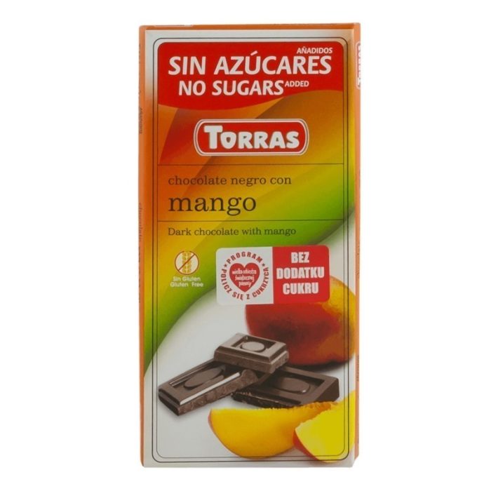 Torras czekolada gorzka z mango bez cukru 75g
