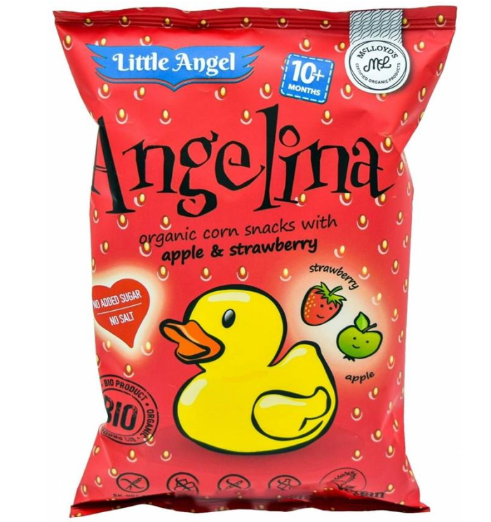 LITTLE ANGEL Chrupki kukurydziane Angelina truskawkowe + jabłko 30g