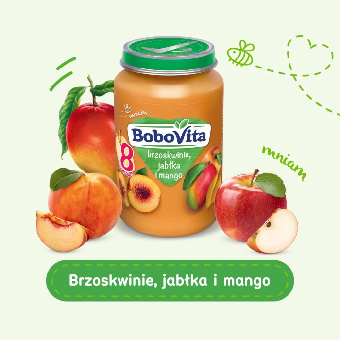 Bobovita deserek brzoskwinie jabłka i mango po 8 miesiącu 190 g