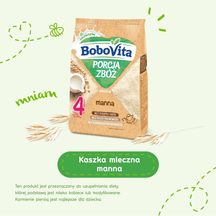 BoboVita Porcja zbóż Kaszka mleczna manna po 4 miesiącu 210 g