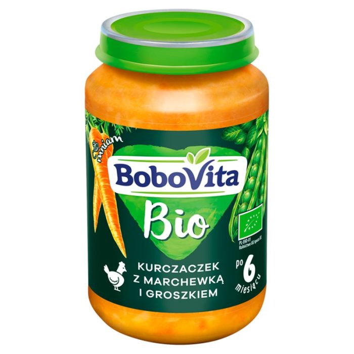Bobovita bio obiadek kurczaczek z marchewką i groszkiem po 6 miesiącu 190 g