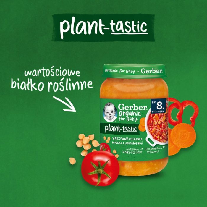 Gerber organic plant-tastic obiadek warzywna potrawka włoska z pomidorami 6x190g