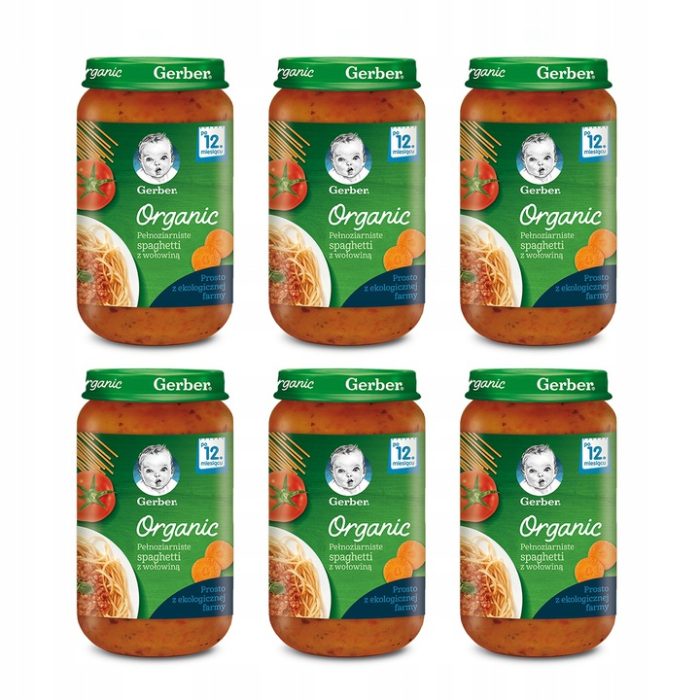 GERBER Organic peł. spaghetti z woł. 250 g x 6 sztuk