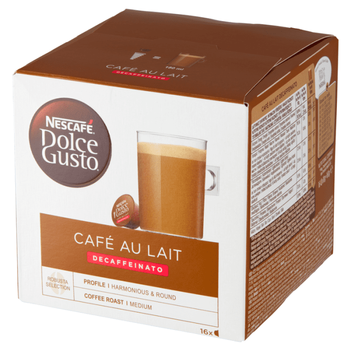 Nescafe dolce gusto cafe au lait decaf 16cap 160g